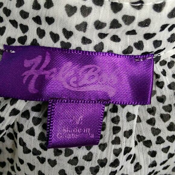 Hale Bob Heart Print Sheer Shirt Size M - Picture 4 of 5